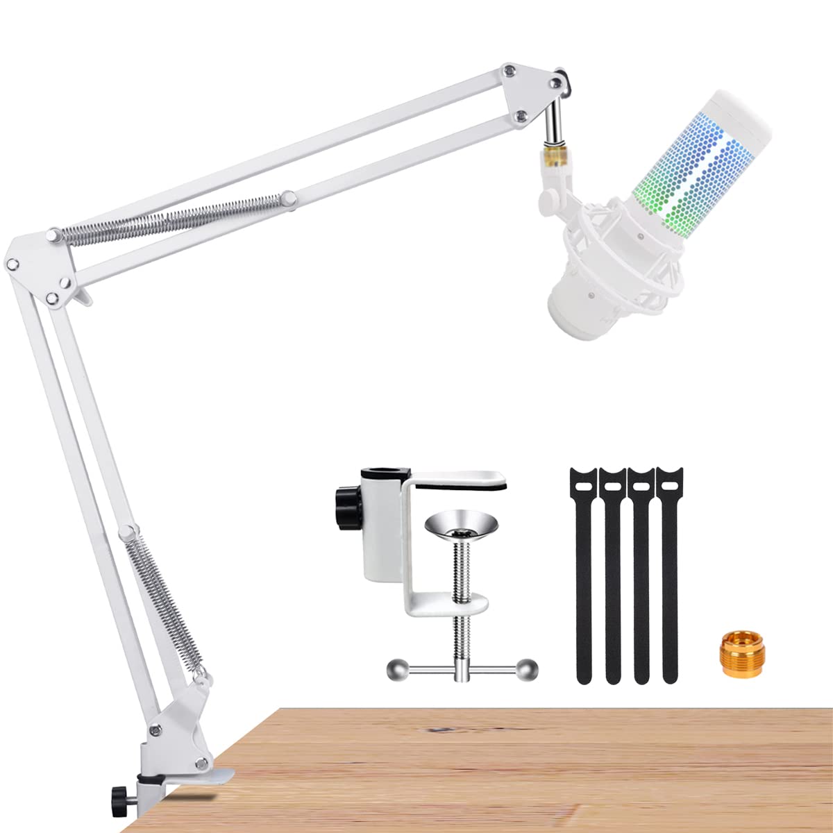 White Boom Arm For Hyperx Quadcast, Mic Desk White Stand Compatible With Hyperx Quadcast S Microphone, Hyperx Quadcast Mic White