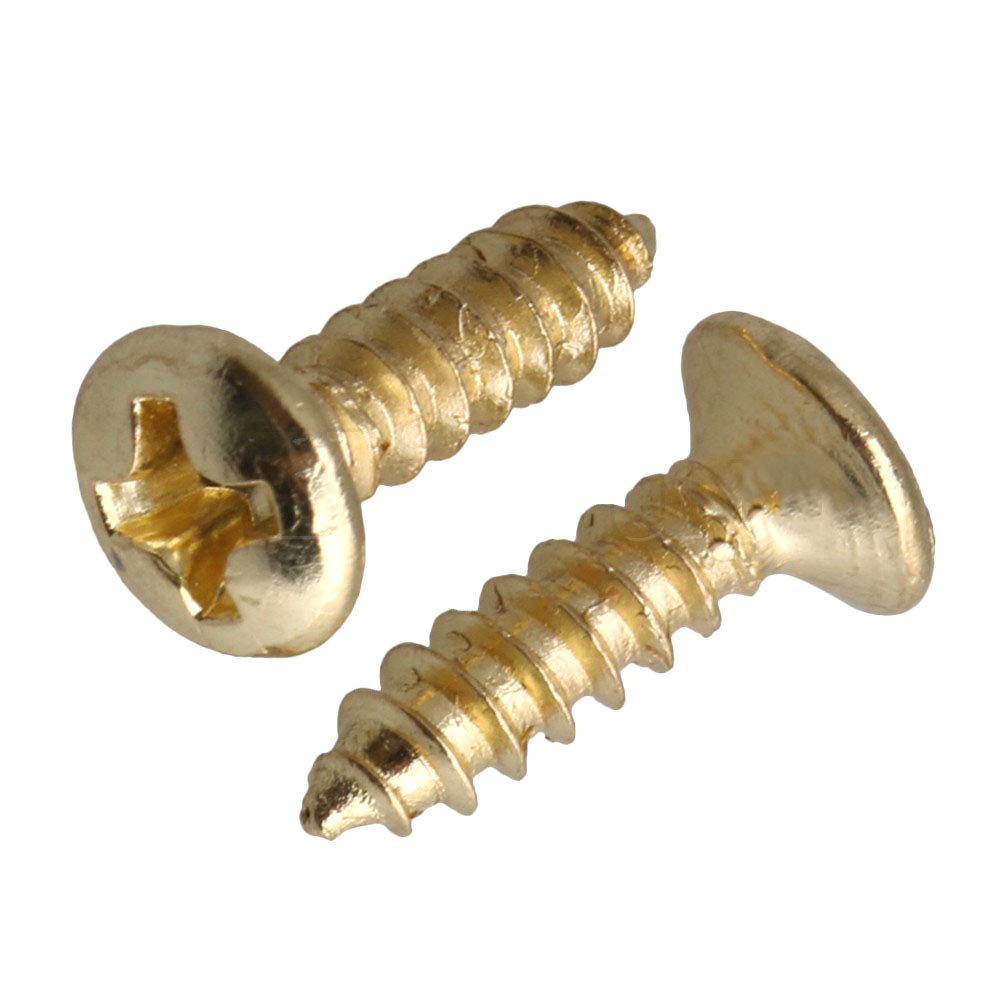 RuiLing Pack of 50 Gold Electric Guitar Pickguard Backplates Mounting Screws, Electric Guitar Bass Cover Plate Screw for ST TL L