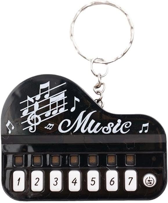 Black Micro Piano Keychain, Portable Keyboard Instrument Keychain, Mini Electronic Keyboard Keychain with Lights, Pianos and Key