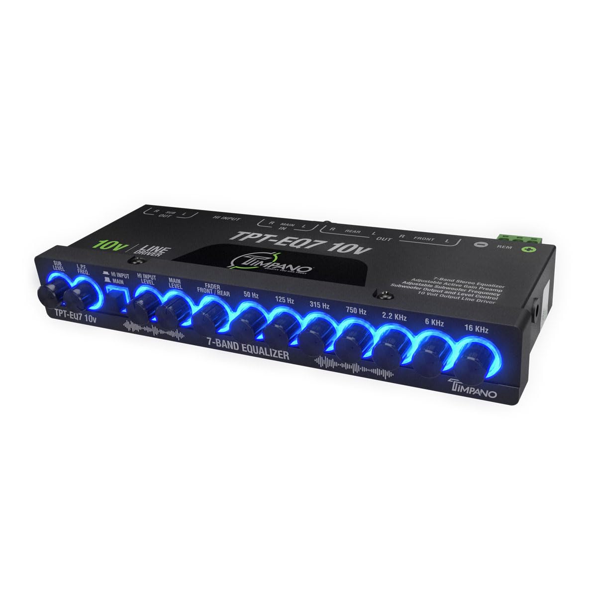 Timpano 7 Band Equalizer Tpt-Eq7 10V High Voltage Line Driver 6 Channel Rca Output And Subwoofer Control And Crossover 1/2 Din G