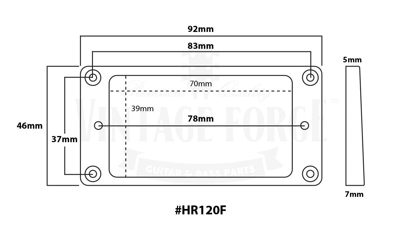 Vintage Forge White Flat Bottom Humbucker Pickup Mounting Ring Slanted (5mm-7mm) compatible with Epiphone Guitars HR120F-WHT