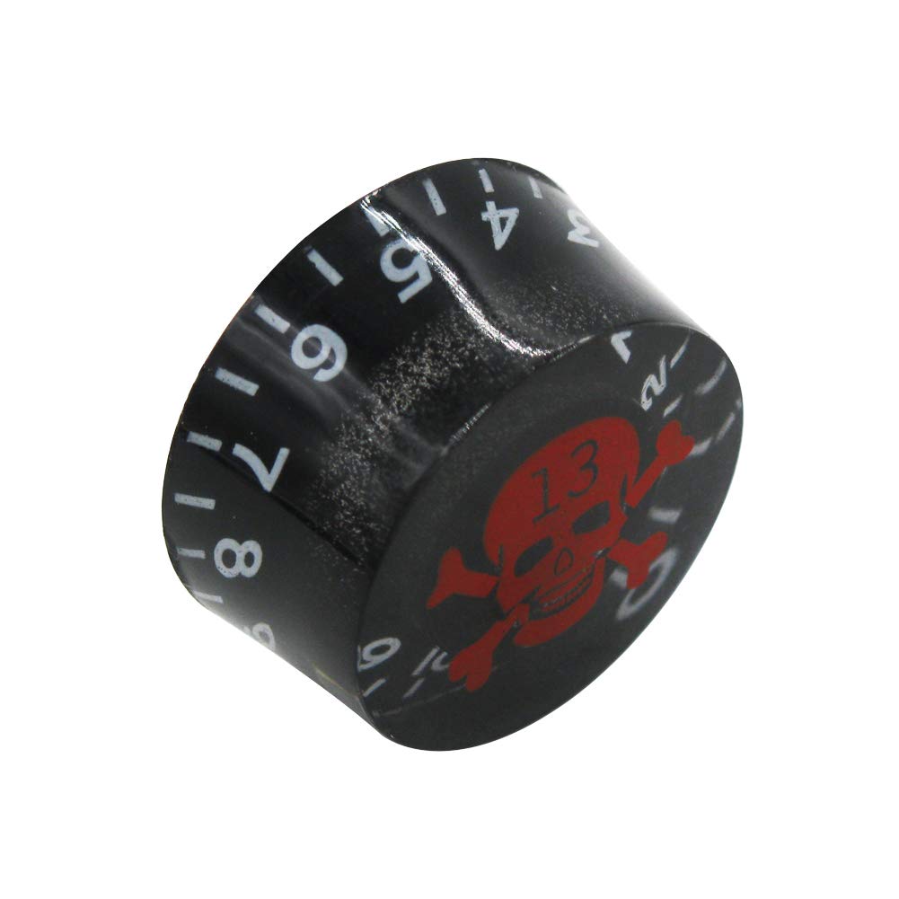 mxuteuk 4pcs Skull Electric Guitar Knob Bass Top Hat Knobs Speed Volume Tone Knob AMP Effect Pedal Control Knobs Black with Red