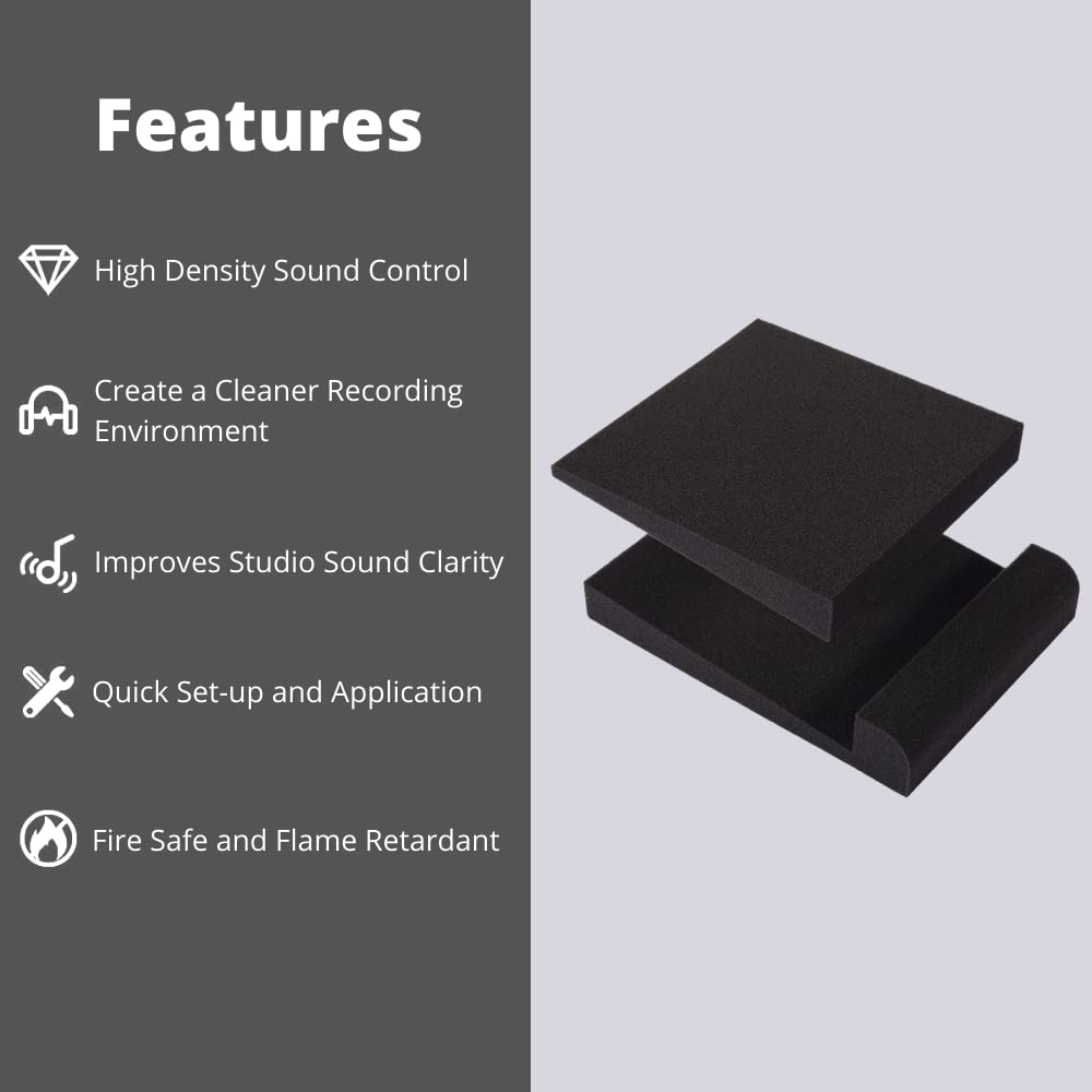 TRUE NORTH Studio Monitor Isolation Pads Pair (6.5-8 Inch Speaker Isolation Pads) - Studio Monitor Pads - Sound Pads - Bookshelf