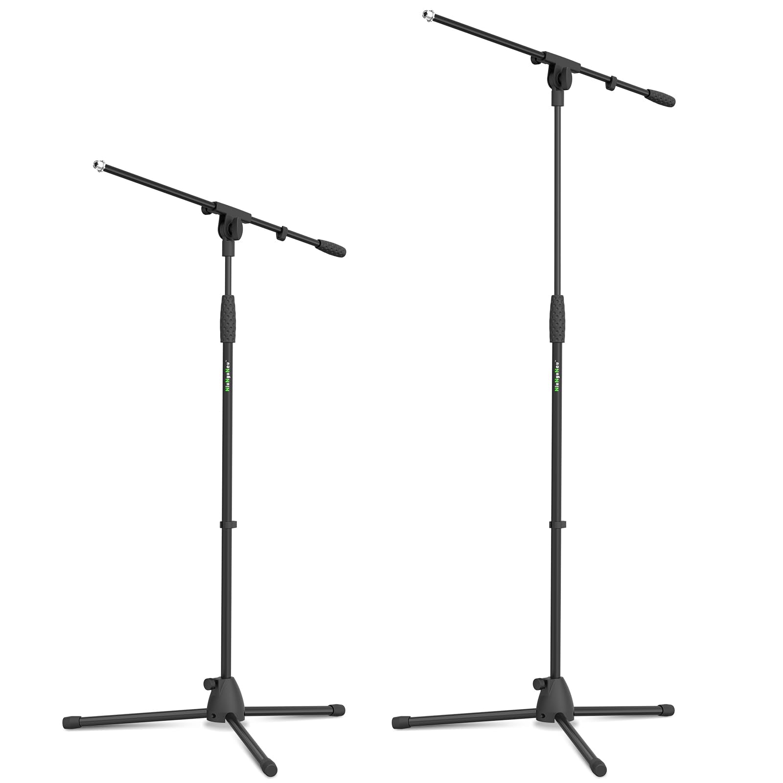 NiuNyuNeu Set of 2 Microphone Stands Floor Tripod Boom Arm Mic Stands Adjustable Height 38 -58 with Standard 3/8 to 5/8 Mic Adap