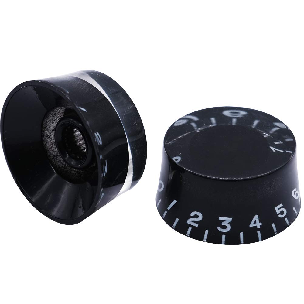 mxuteuk 4pcs Black Guitar Knobs Electric Bass Top Hat Knobs Speed Volume Tone AMP Effect Pedal Control Knobs KNOB-S3