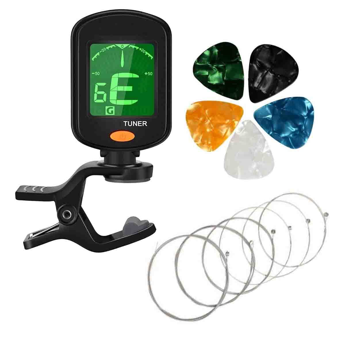 Device Of Urban Infotech Guitar Tuner Lcd Display Chromatic Digital Tuner With Guitar Picks & Stainless String Guitar Accessorie