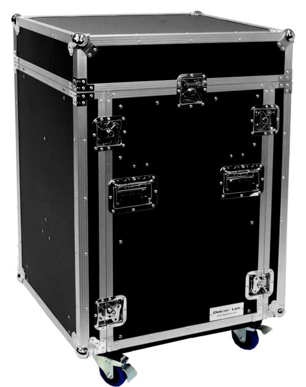 Fly Drive Case 11u Space Slant Mixer Rack / 16u Space Vertical Rack System W/Caster Board & Two Side Tables