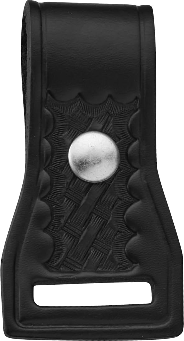 JAY-PEE Two-Way Radio Microphone Holder Epaulet Shoulder Basketweave Leather Mic Clip Slot for First Responder Uniforms. Chrome 