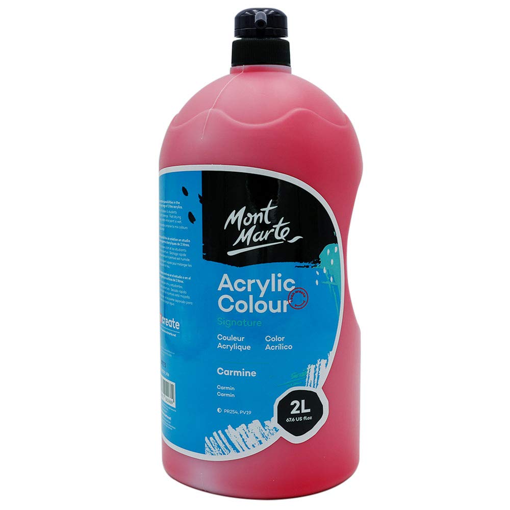 Mont Marte Discovery School Acrylic, Carmine, 12 Gallon (2 Liter) Ideal For Students And Artists Excellent Coverage And Fast Dry