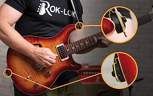 Rok Lok Universal Quick Change Guitar Strap Lock - Guitar Strap Locks Set - Protect Your Instrument with no modifications or har