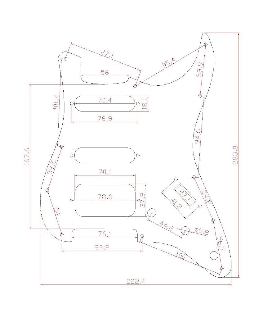 KAISH 11 Hole American Modern Strat Style HSS Pickguard 2-Screw Round Corner Humbucking Pickup Mounting for Stratocaster/Strat A
