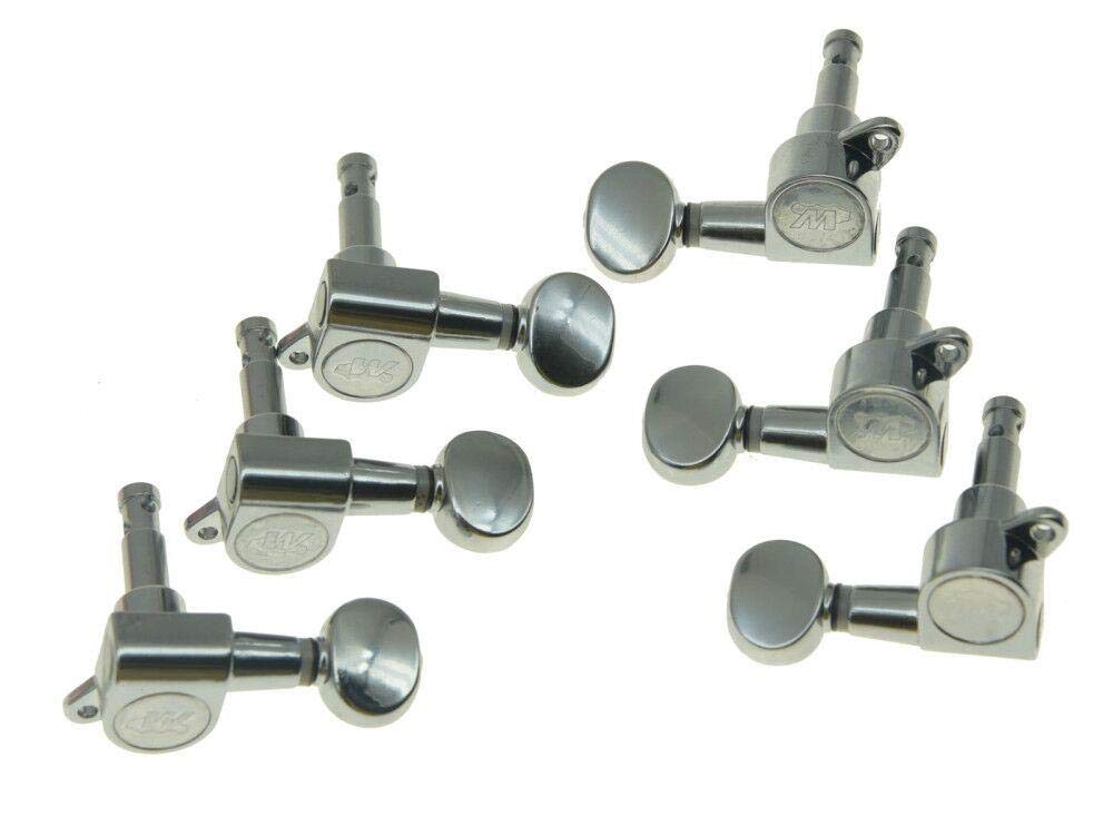 Wilkinson 6 Inline Chrome E-Z-LOK Post Guitar Tuners E-Z Post Guitar Tuning Keys Machine Heads with Mini Oval Button Chrome/Blac