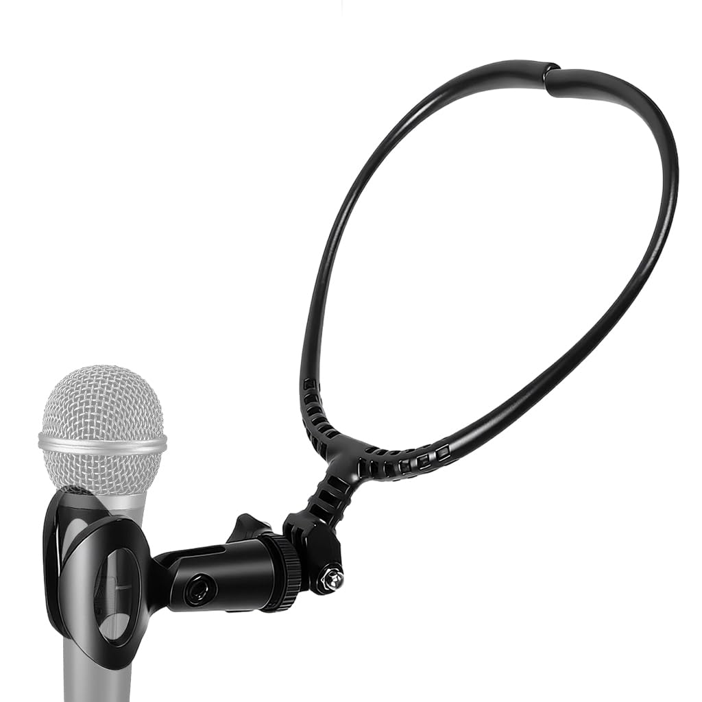 Hasthip Flexible Microphone Neck Holder, Hands-Free Neck Mount Compatible With 24-45Mm Dia Dynamic And Condenser Microphones Adj