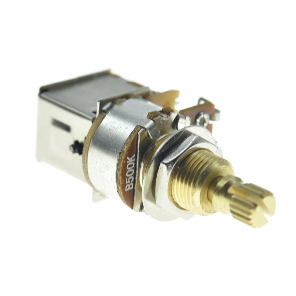 Dopro Full Brass Shaft Push/Push Pot Guitar Bass Audio/Linear Taper Potentiometer with USA Thread Shaft B500K Linear Taper 19.5m