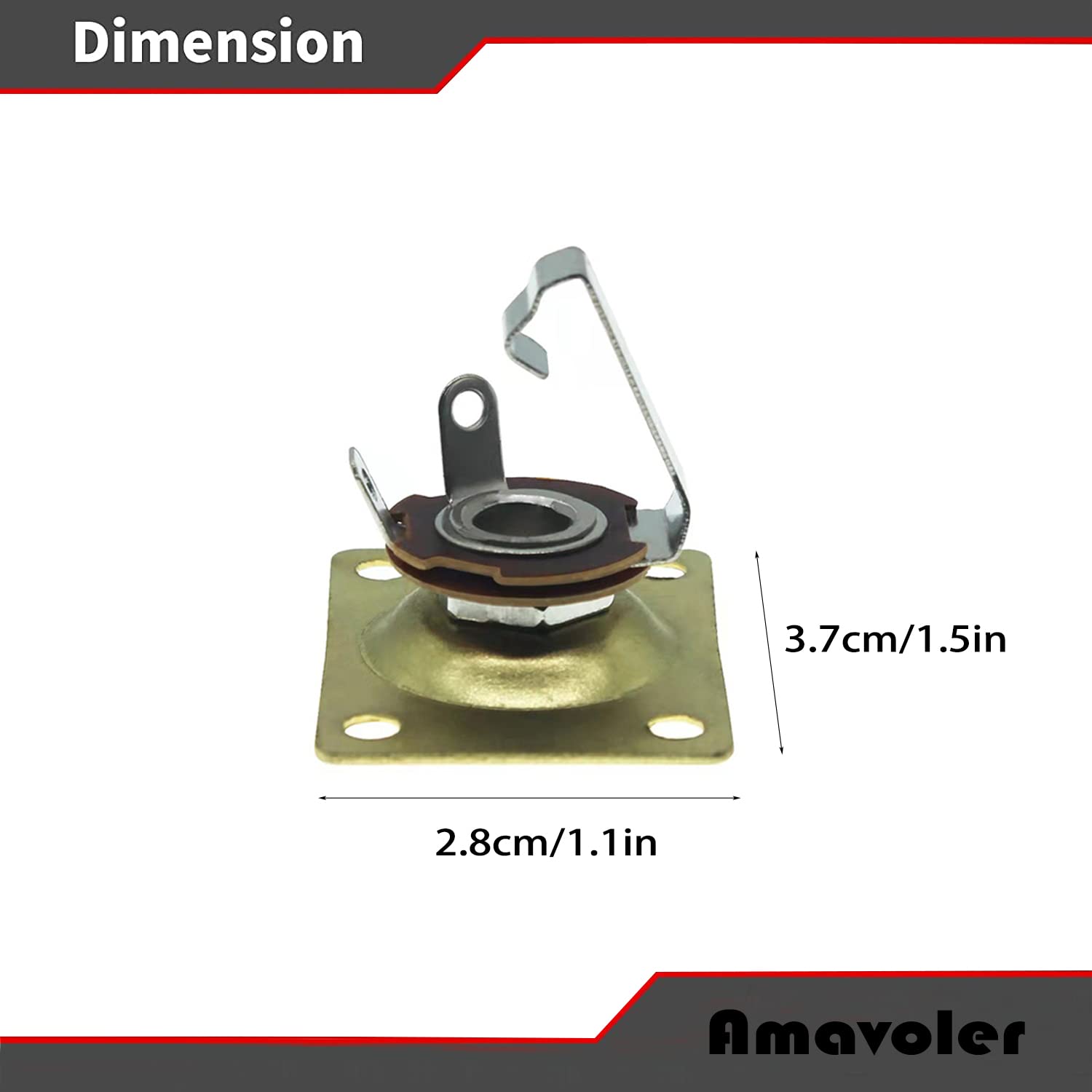 Amavoler 1/4'' 6.35mm Guitar Mono Output Jack Plate Input Socket for LP Les Paul Electric Guitar (Gold)