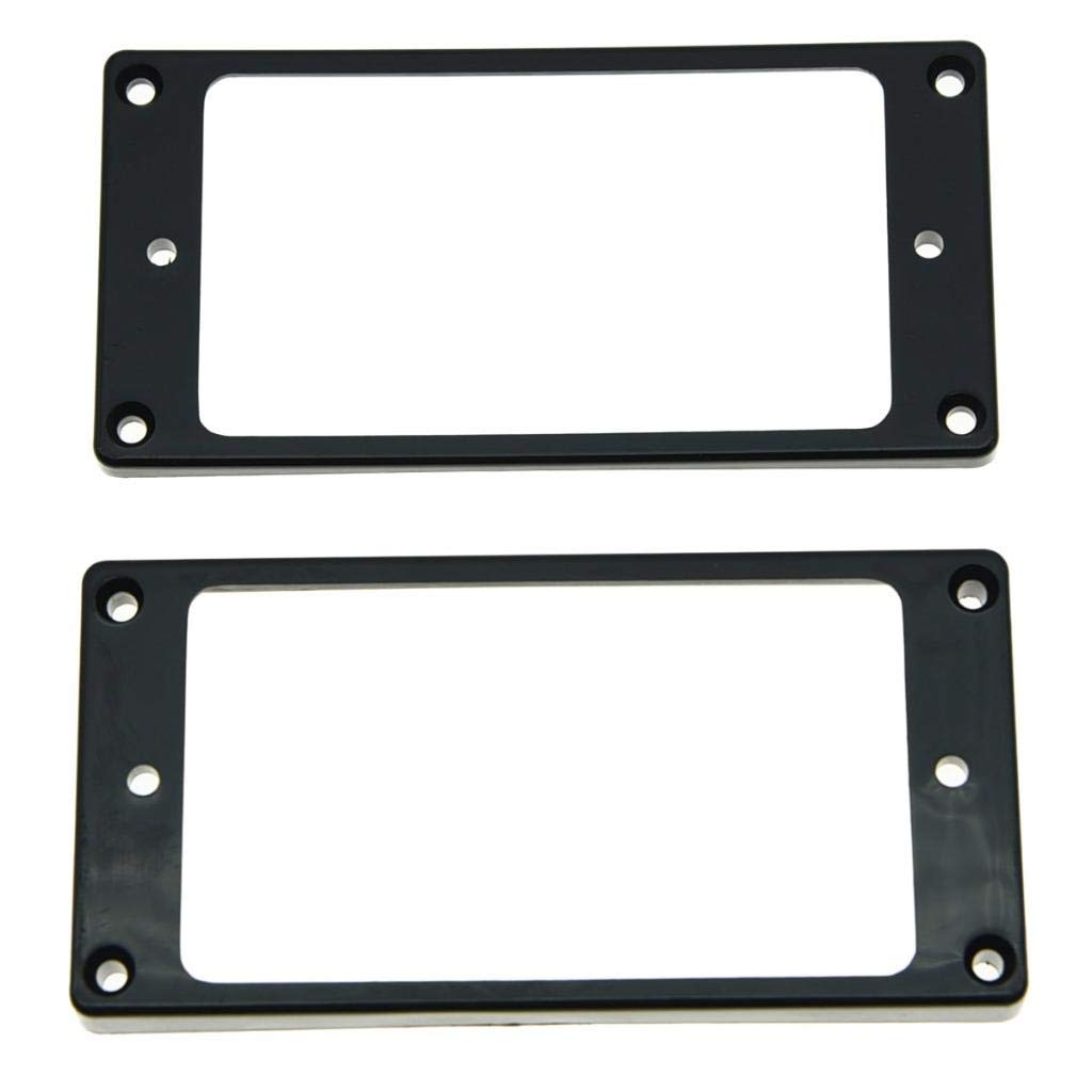Kaish 2Pcs Black Humbucker Pickup Ring Curved Bottom Frame For Epiphone Les Paul