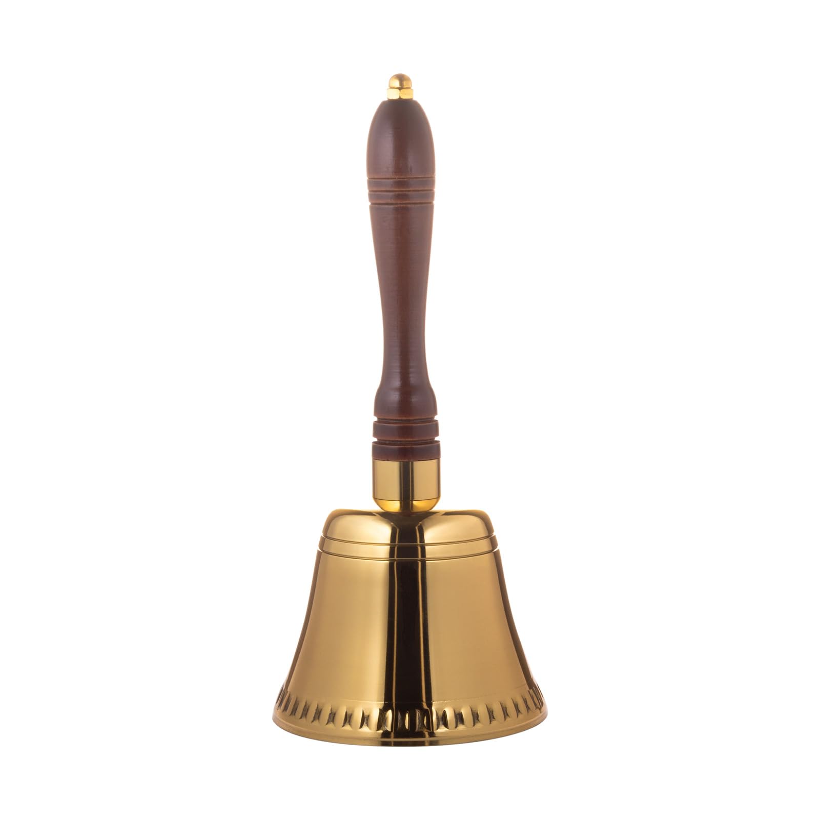 Solid Brass Loud Hand Call Bell with Wooden Handle for Service, Dinner, Bedside, Schoolroom (3.14 inch)