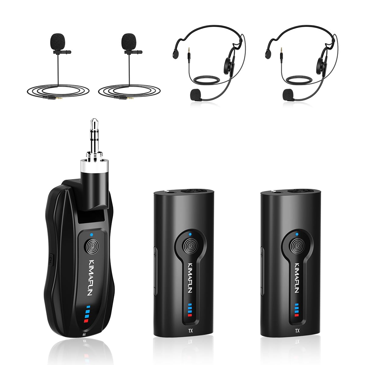 KIMAFUN Wireless Lavalier Microphone System, Wireless 2.4GHz Lapel Mics Handheld Mic 2 in 1 for Teaching, Teachers, Speech, Tour