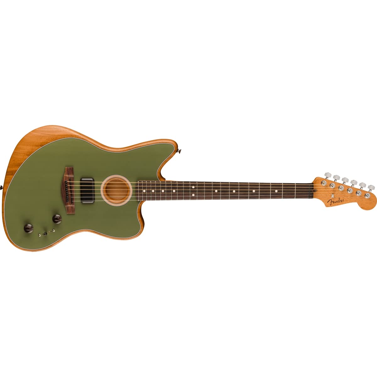 Fender Acoustasonic Player Jazzmaster Acoustic Electric Guitar, with 2-Year Warranty, Antique Olive, Rosewood Fingerboard, with
