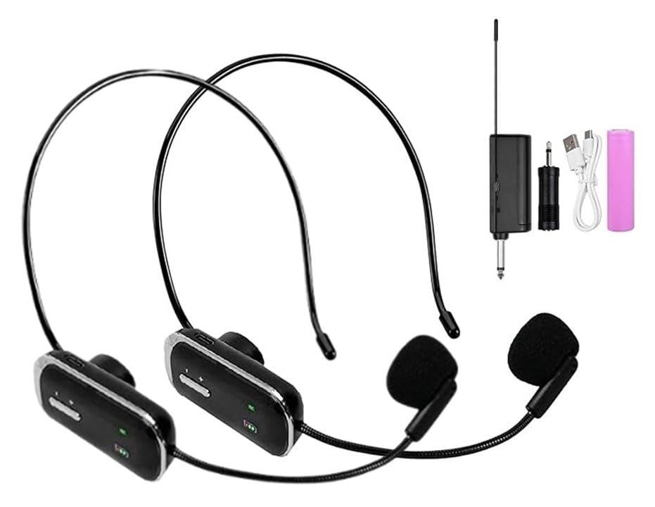 Kh Dual Wireless Microphone Headset For 2 People With 1/4Plug, Range, Uhf Wireless Headset Mic For Karaoke Speaker, Amplifier,