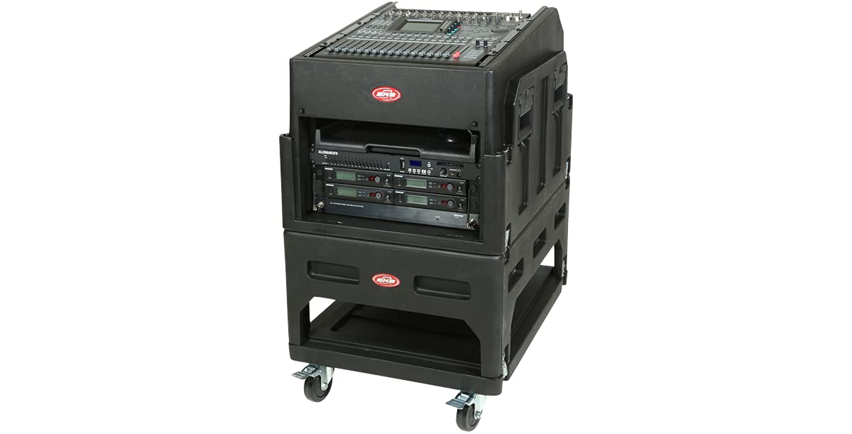 SKB Mighty Gig Rig with 14U top 6U Front Rack, Built-in Pedestal, Optional Rear Rack Rails