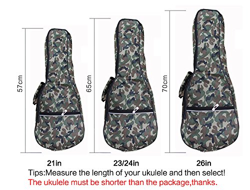 HOT SEAL Waterproof Durable Colorful Ukulele Cotton Case Bag with Storage (21in, Camouflage)