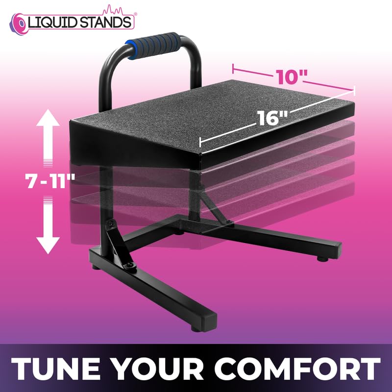 Liquid Stands Ergonomic Guitar Foot Stool Under Desk for Kids - Height Adjustable Elevated Piano Foot Rest- Piano Foot Rest for