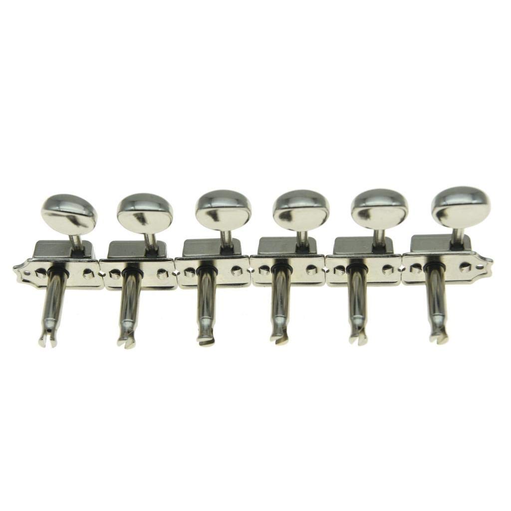 Wilkinson Deluxe 6 Inline Vintage Guitar Tuners with Split Post Guitar Tuning Keys Peg Machine Heads for Strat/Tele Guitars Nick
