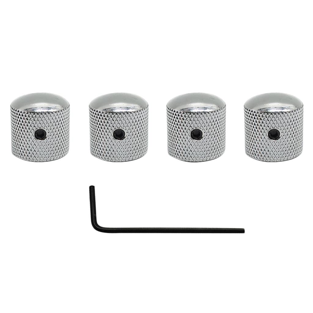 bnf4 Metal Tone Volume Speed Control Dome Knobs for Electric Guitar Bass Silver|Musical Instruments & Gear | Guitars & Basses |4