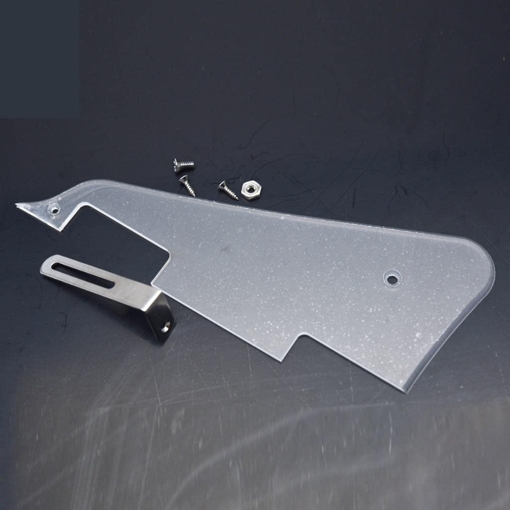 KAISH Clear LP Guitar Pickguard with Chrome Stainless Steel Bracket and Steel Mounting Screws for USA Les Paul