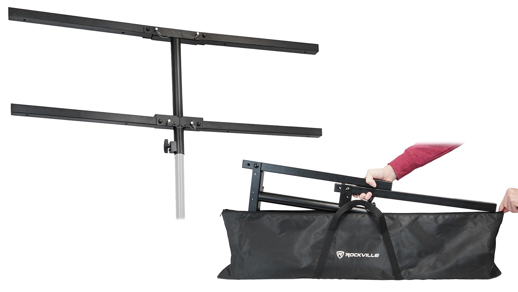 Rockville ACC-T Collapsible Tree Bar Accessory, Heavy-Duty Steel, 8 Mounting Points, 200 lb Load Capacity, 48 Wide, Includes 21 