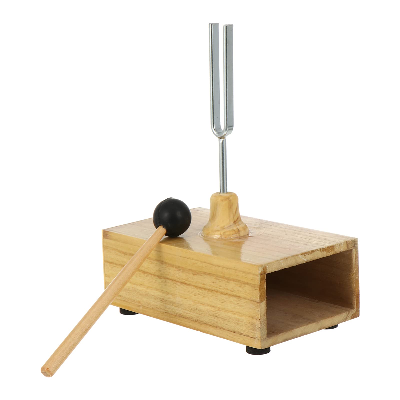 iplusmile Tuning Fork and Mallet Set, 512HZ Mounted on Wooden Base, Beige, for Teaching Physics Acoustics Experiments, 7.87x5.90