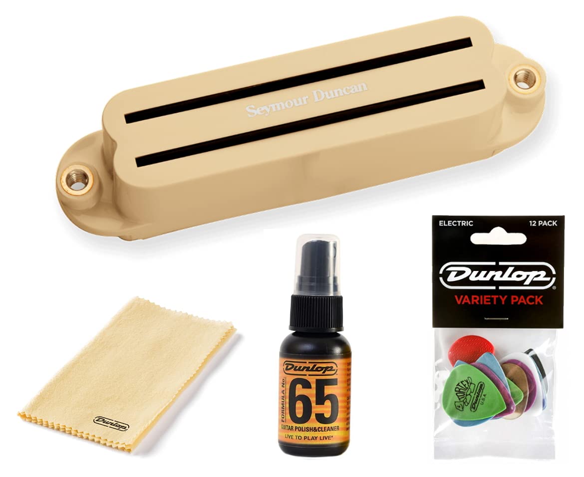 Seymour Duncan Shr-1B Hot Rails Strat Bridge Pickup, Cream - Bundled With Dunlop Pick Pack, Platinum 65 Cleaner-Polish, And Poli