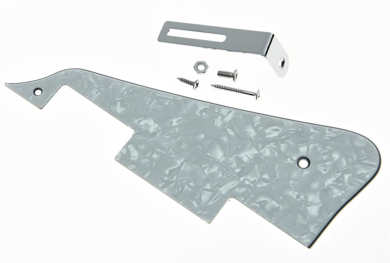 Kaish White Pearl Lp Guitar Pickguard With Chrome Bracket For Epi Les Paul