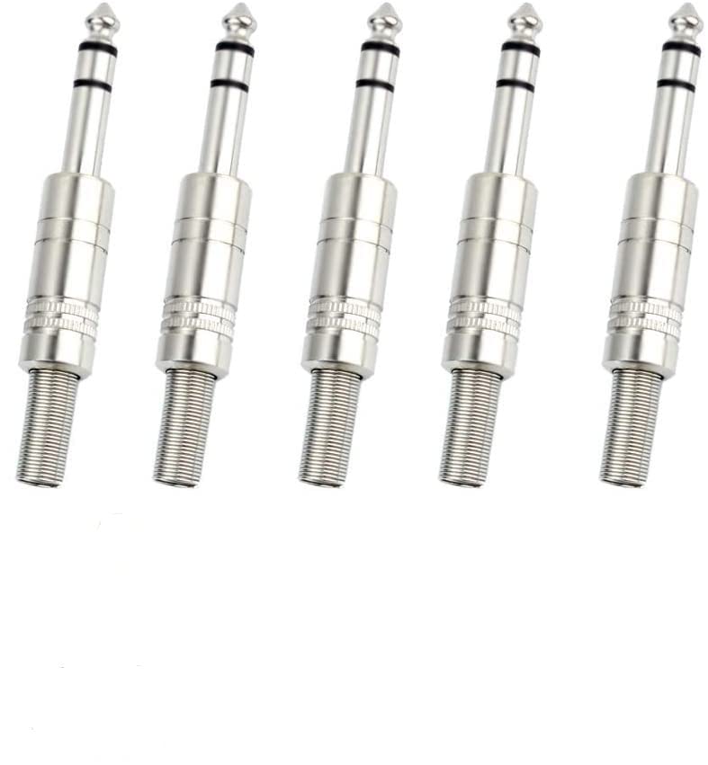 Kebilshop 1/4 Audio Plugs 6.35 Mm Plug Trs Male 1/4 Inch Solder Type Stereo Plug Connector With Spring For Dj Mixer Speaker,Guit