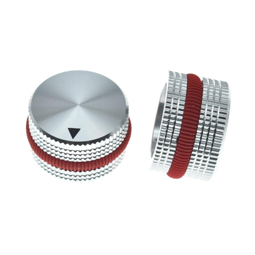 KAISH 2pcs 63/64''(25mm) Diam. Aluminium Potentiometer Knobs 1/4'' Universal Metal Pot Knobs for Guitar/Bass/AMPS Amplifier/Powe