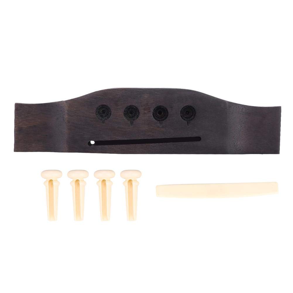 4 Strings Bass Bridge, Rosewood Bridge Saddle And Pins For 4-String Folk Acoustic Bass Accessory Parts Wooden Guitar Accessories