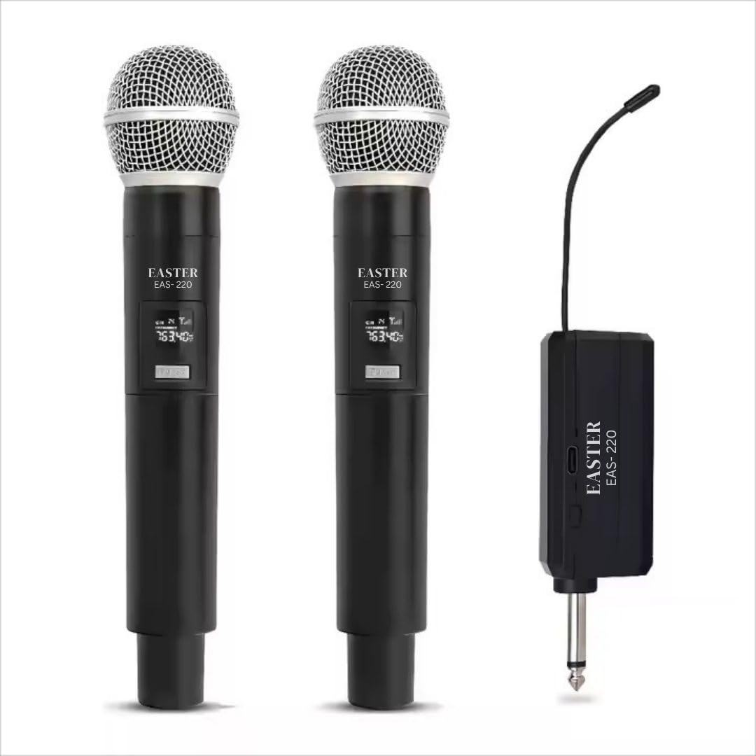 Kh Uhf Wireless Dual Handheld Mic System Rechargeable Dual Mics With Uhf Receiver With 6.35?Mm Jack Cordless Range ~30 60M (Indo