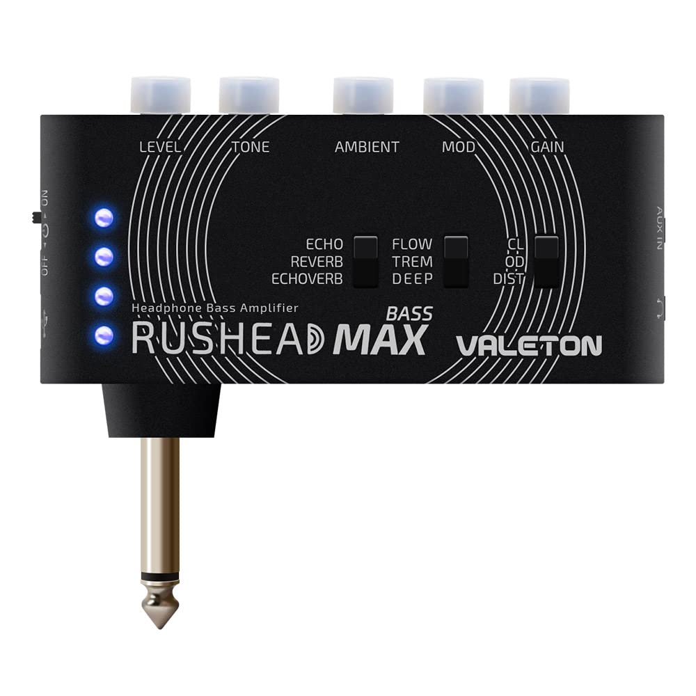 Valeton Rushead Max Bass Usb Chargable Portable Pocket Bass Headphone Amp Carry-On Bedroom Plug-In Multi-Effects