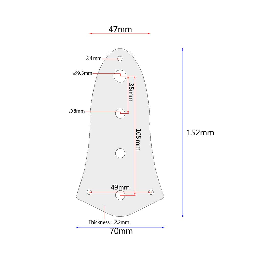Artibetter 4-Hole Jazz Bass Control Plate Vintage Alloy Jazz Bass Parts (Black)