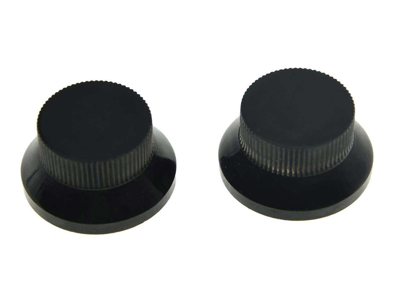 Kaish 2Pcs Black Metal Bell Knobs Push On Guitar Bass Top Hat Knob For 5.8Mm Split Shafts