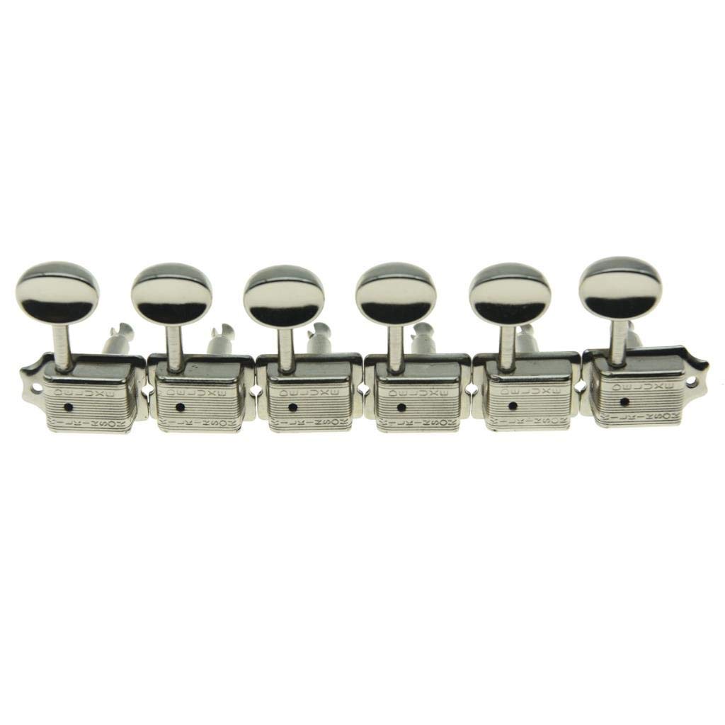 Wilkinson Deluxe 6 Inline Vintage Guitar Tuners with Split Post Guitar Tuning Keys Peg Machine Heads for Strat/Tele Guitars Nick