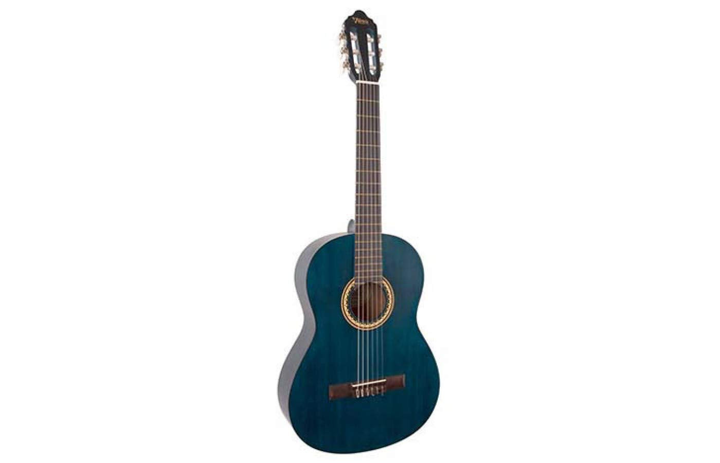 Valencia VC204TBU 200 Series Classical Guitar, Transparent Blue