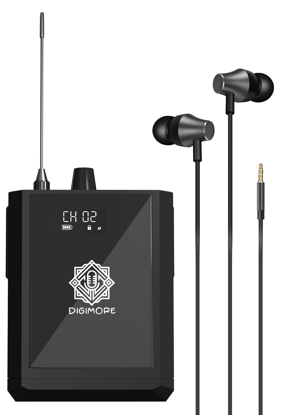 Digimore Uhf In-Ear Monitor Receiver W Earphones | 328Ft Range | Heavy Metal Body | Connect Up-To 99 Body Packs With Only D-850 