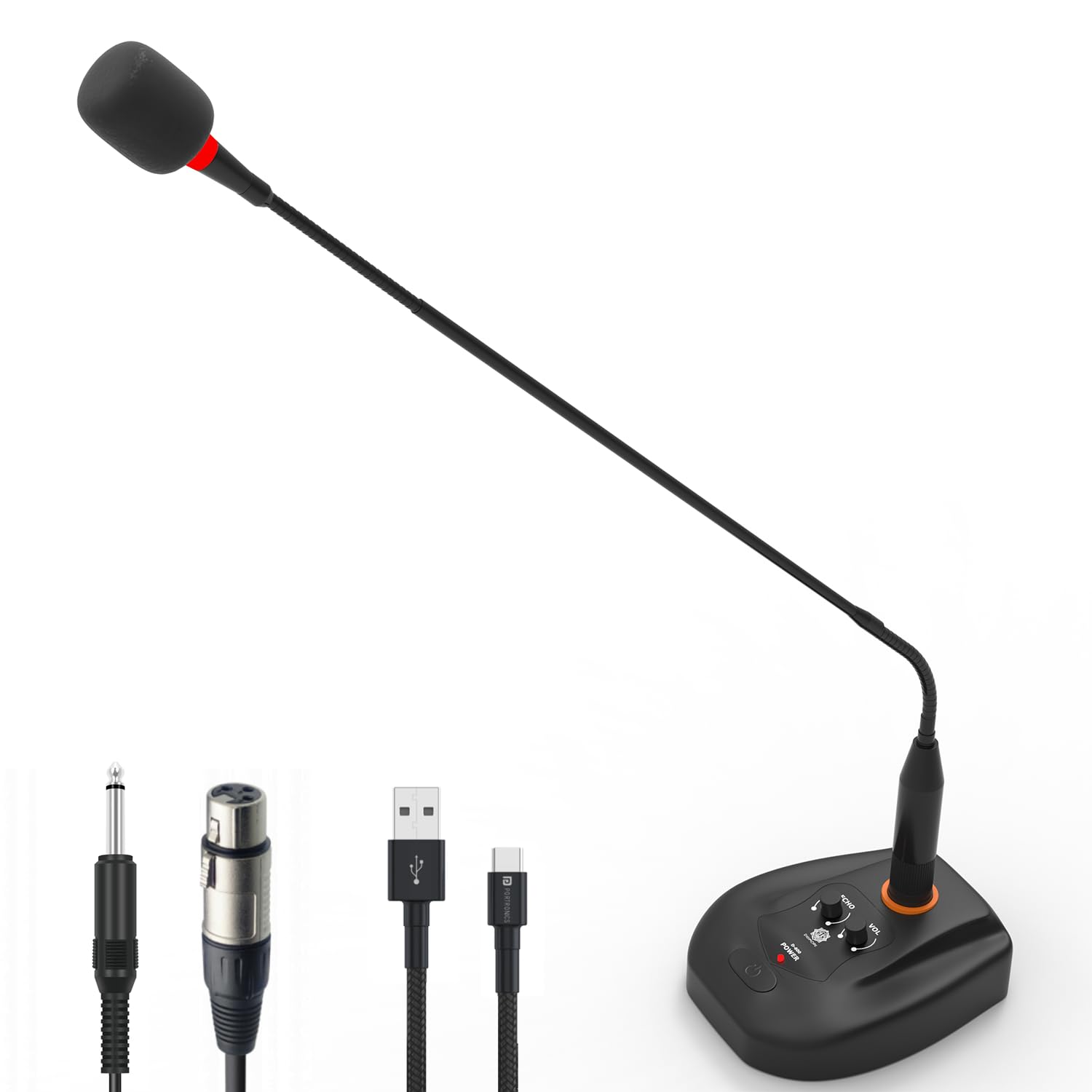 DIGIMORE 24 Desktop Podium Gooseneck Condenser Microphone | XLR Input, ON/Off Switch | Ideal for Meetings, Video Conferences, St