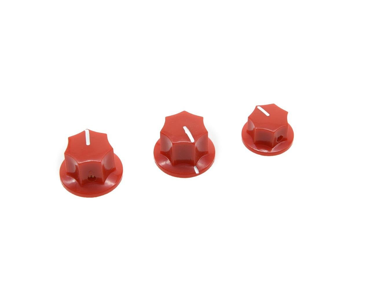 Kiaish Set Of 3 Red Brass Insert Usa Spec 1/4 '' Large And Small Knobs Bass Knobs For Jazz J Bass