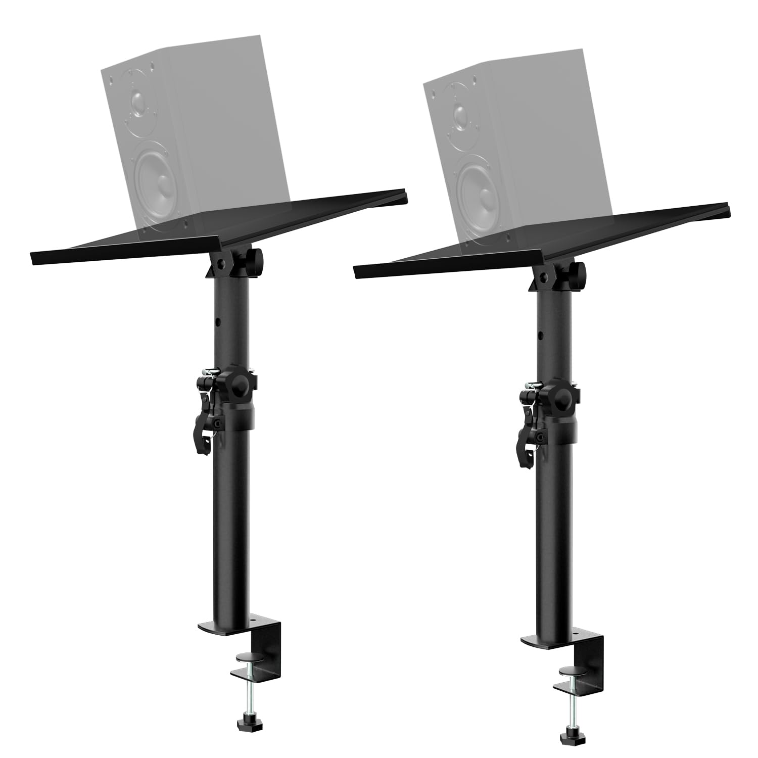 Studio Monitor Stands Pair Height and Tilt Adjustable,Desktop Speaker Stands with Padding&Desk Clamp,Heavy Duty Bookshelf Speake