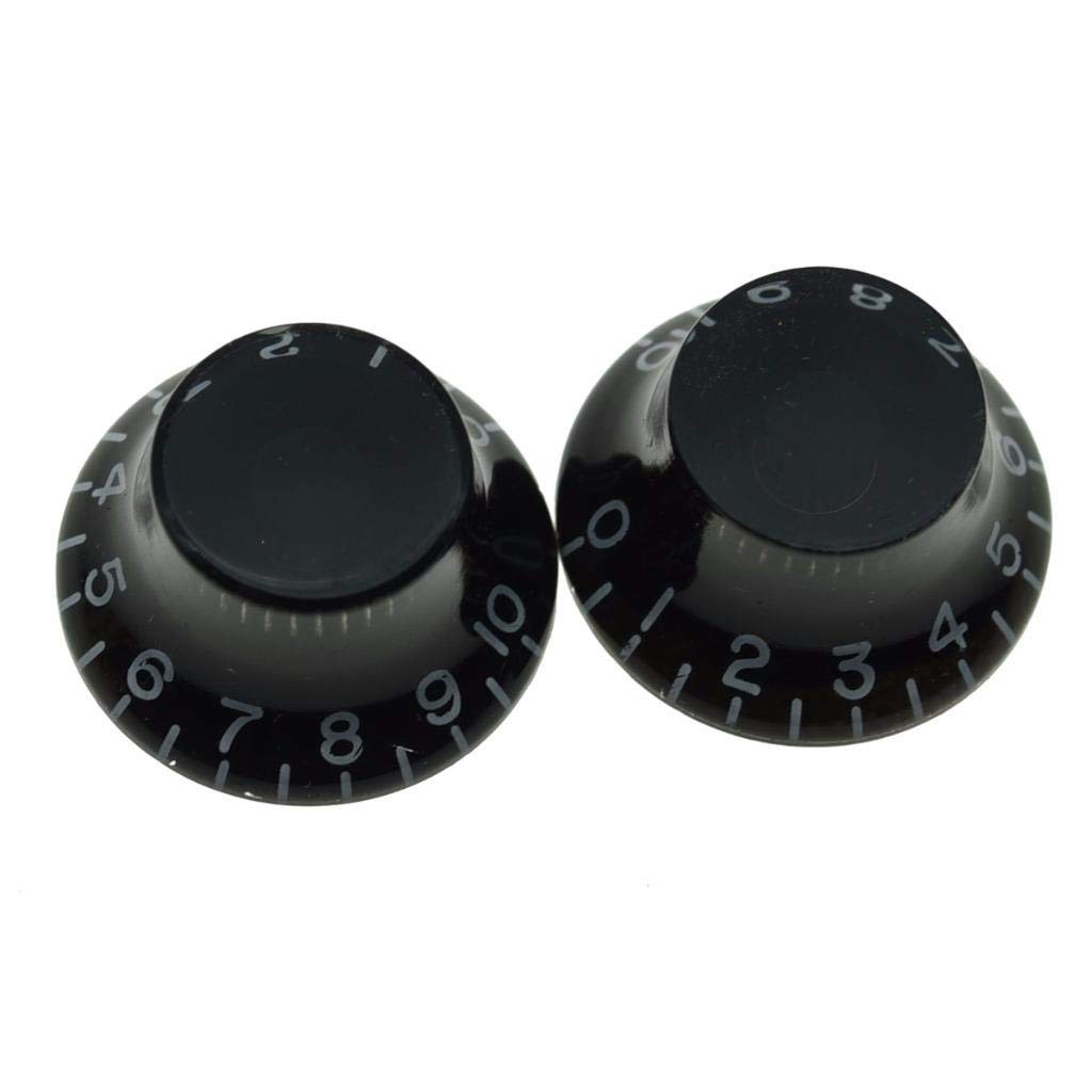 Dopro 2pcs USA(Imperial) LP Guitar Bell Knobs 24 Fine Splines Top Hat Knobs for GB Les Paul with CTS Pots Black