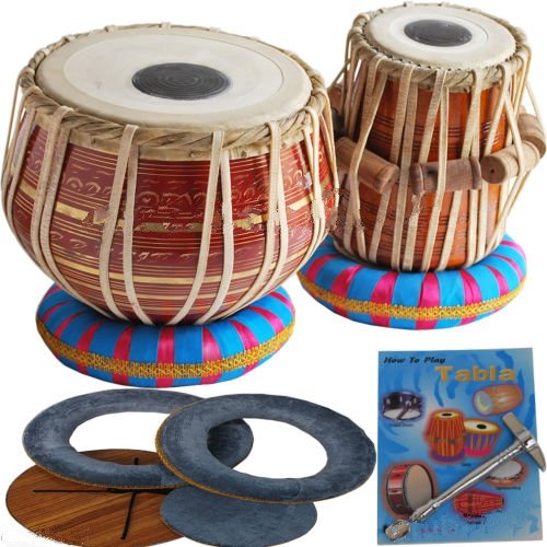 Sai Musical Sheesham Wood Tb-0084 Hand Made Red Colour Brass Tabla Set Red Color - A Musical Instrument.