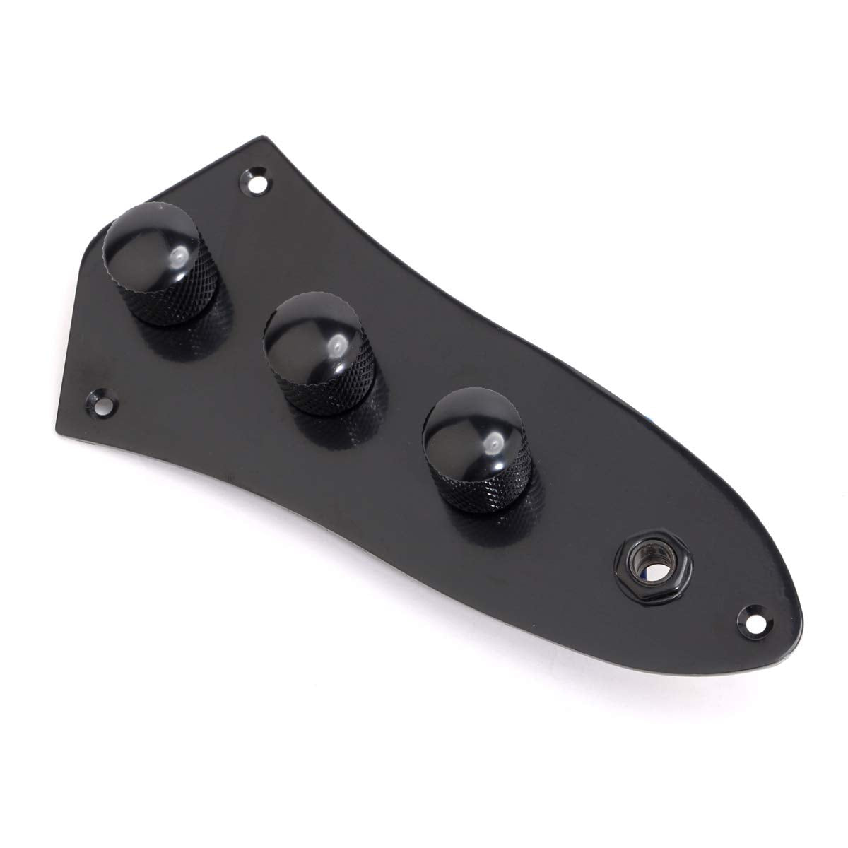 Musiclily Loaded J Bass Control Plate Pre-Wired Jazz Bass JB Control Plate with Wiring Harness for Jazz Bass Guitar, Black